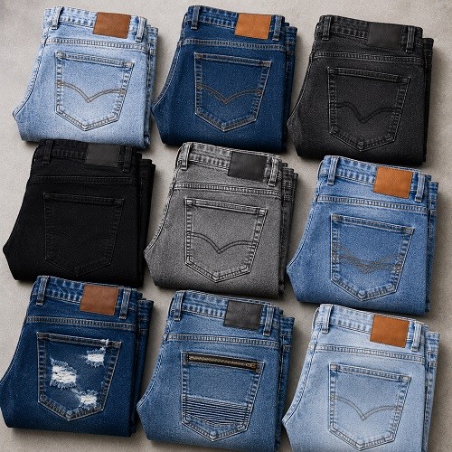 Pack of 500 Men Jeans with Multi Design, color and Size