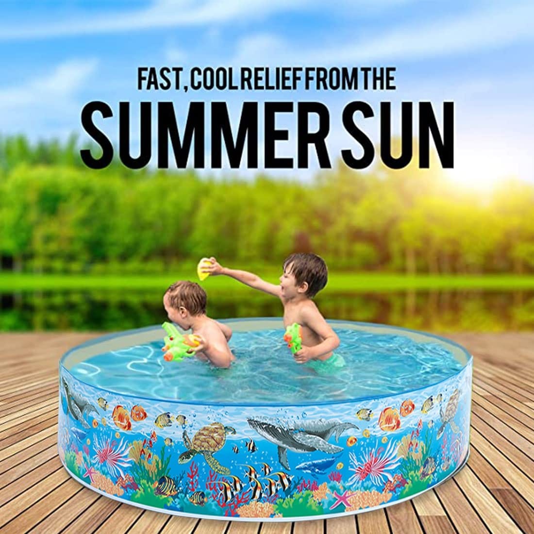 Toy Imagine 2 to 12 Feet Big Size Non-Air Portable Swimming Pool for Kids & Adults (1–10 Years) | Foldable & Durable Swim Center Bathing Tub | Outdoor Garden, Terrace & Holi Plastic Pool