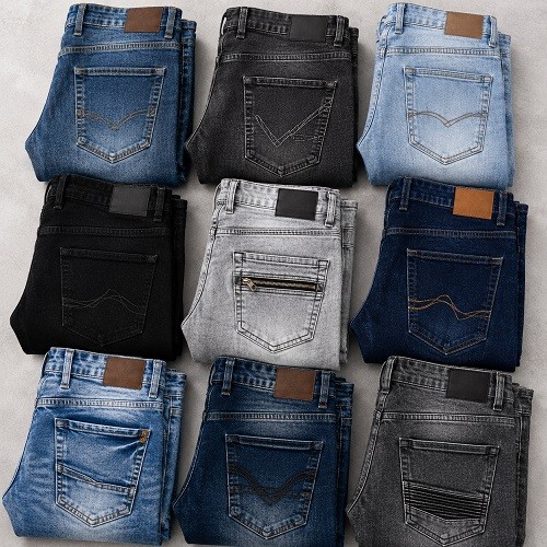 Pack of 1000 Men Jeans with Multi Design, color and Size