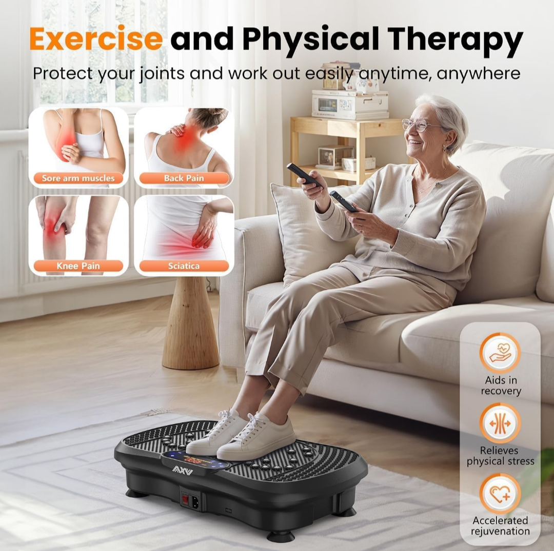 Vibration Plate Exercise Machine for Weight Loss Full Body Fat Burner & Shaker with Magnetic Acupressure Surface, Resistance Bands &Remote Control Home Gym Fitness Equipment (150 KG Capacity)