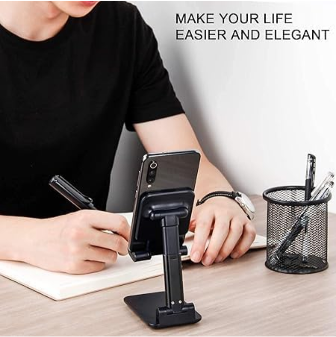 Smart Holder Adjustable Mobile Stand for Online Classes Study Phone Stand for Table | Bed | Youtuber Video Recording Desktop Stand | Gaming | Tripod Compatible with All Mobiles (White)