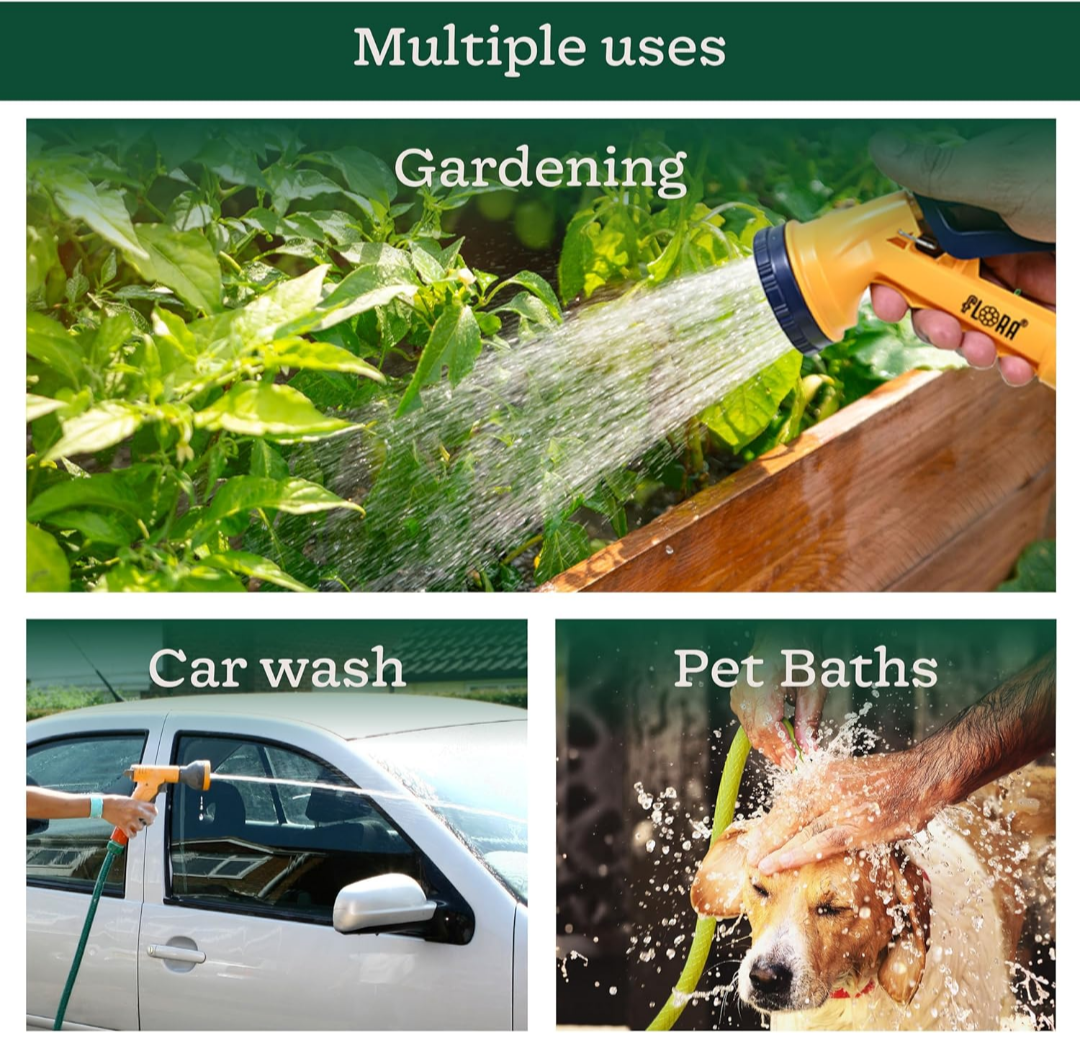 30metre [100ft ]Green Garden Hose Pipe with Nozzle, PVC, Flexible Watering Hose for Outdoor Use,car washing
