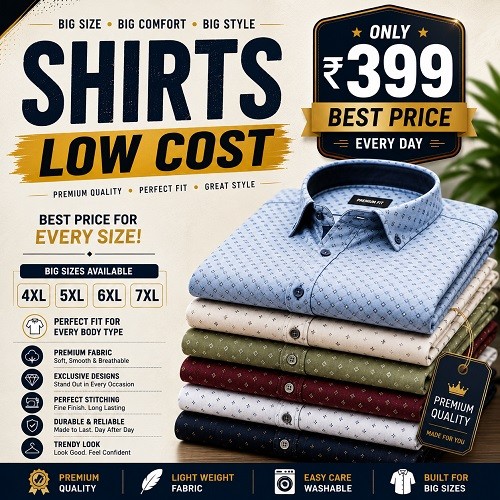 Pack of 100 Men 4xl, 5xl, 6xl, 7xl with Multi Design, color and Size Shirts
