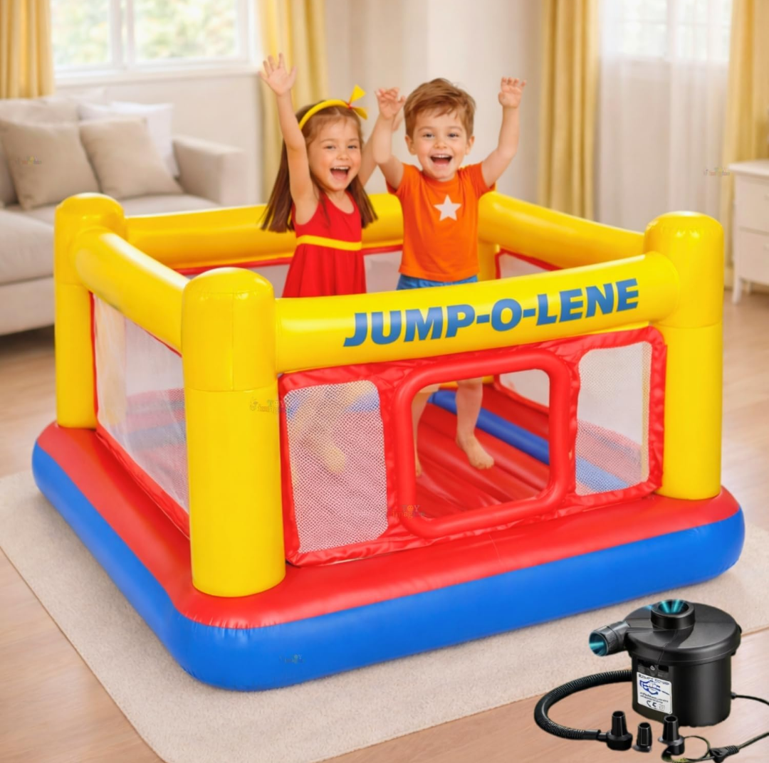 Branded |Playground Inflatable Bouncer for Kids 1 to 6 Years Jumping Game Room Inflatable Bouncy Castle with Pump