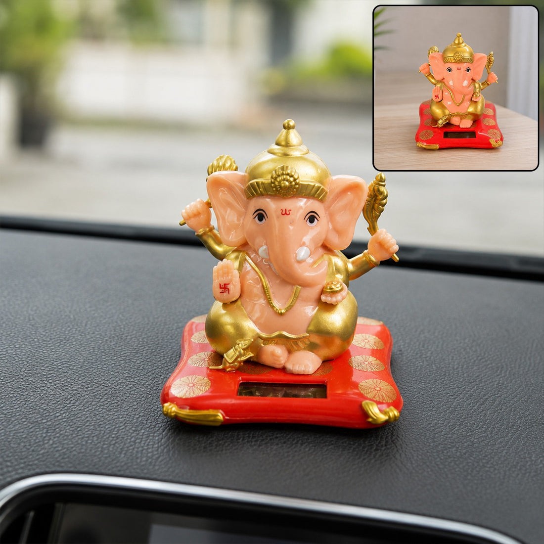 Premium Lord Ganesh Idol With Solar-Powered Base – Medium Decorative Statue