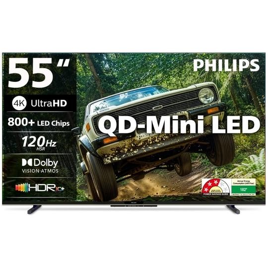 Philips 138 cm (55 inches), 4K Ultra HD QLED Smart QD-Mini LED Google TV, Black