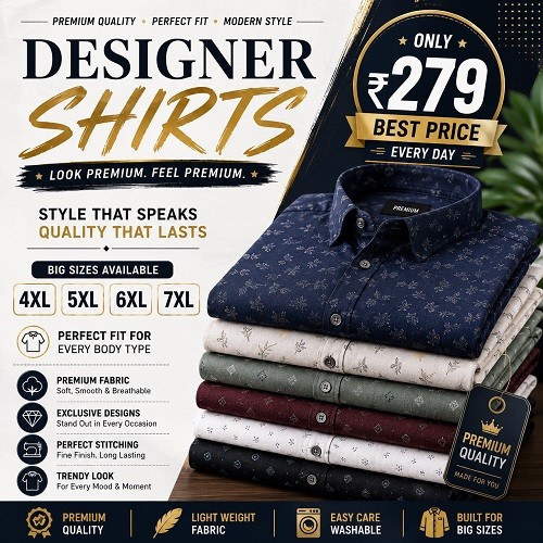 Pack of 1000 Men 4xl, 5xl, 6xl, 7xl with Multi Design, color and Size Shirts