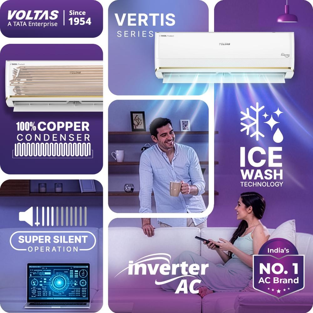 Voltas 1.5 Ton 3 Star Inverter Split Air Conditioner, Vertis Regent Magnum