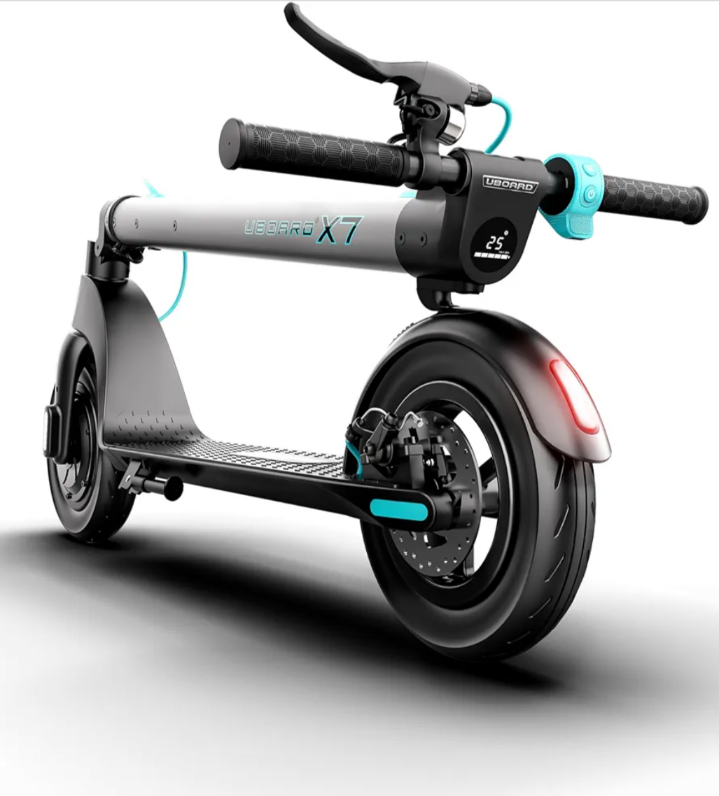 UBOARD X7 Electric Scooter: Max Speed 25 Km/H, Range 25 Km, 3 Speed Modes, 3-Hour Fast Charging, Fold-N-Carry Design, LED & Disc Brake, Lightweight, 125 Kg Capacity, Silver, Adult