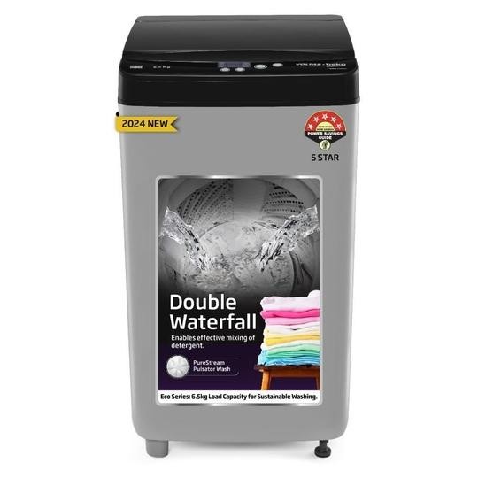 Voltas Beko 6.5 kg Top Load, 700 RPM, Double Water Fall, 4 Wash Program, Wing Pulsator, Lint Filter, Grey, 5 Star