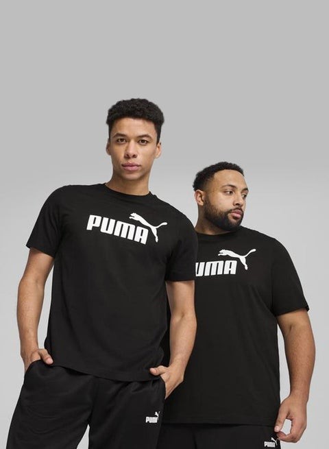 Puma Men's Cotton Essential Stripped Logo Graphic Print Solid Classic Fit Tees