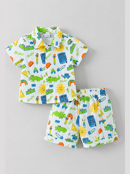 Brand Unisex Cotton Blend Shirt & Shorts Set ( Multicolor, Pack of 1)