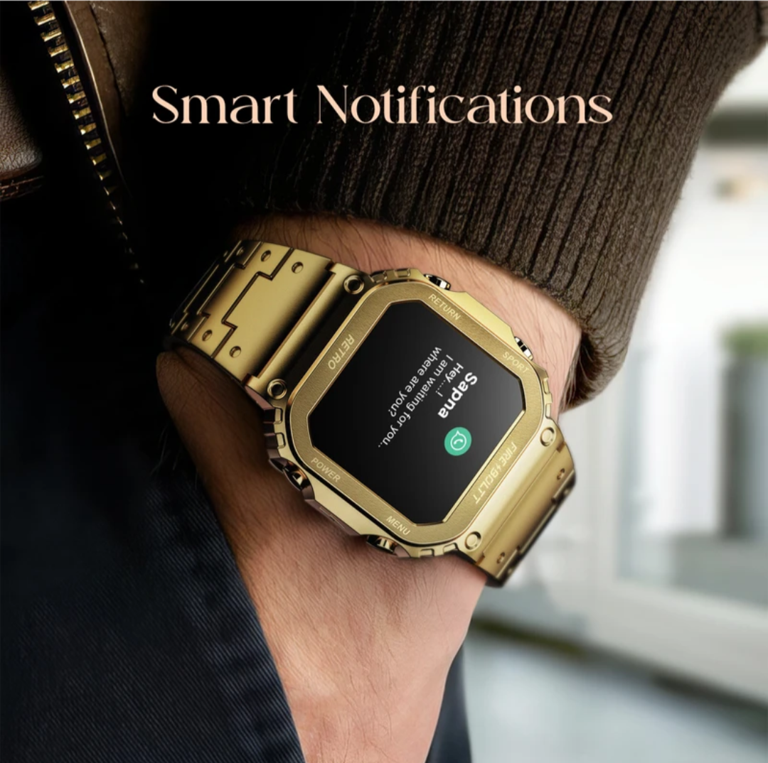 Fire-Boltt Retro 39.1mm (1.54) Display, Bluetooth Call, Voice Assistance, Steel Straps Smartwatch (Rose Gold Strap, Free Size)