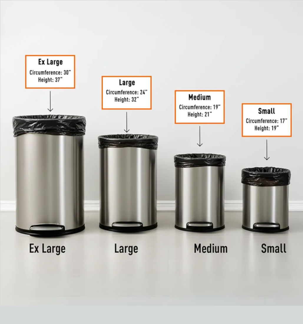 365 Daily Needs Black Garbage Bags, Medium, Non-Tearable & Leak-Resistant | 1 Rolls in 30 Bags | 1 Bag size 21 x 19 | Home & Office Use