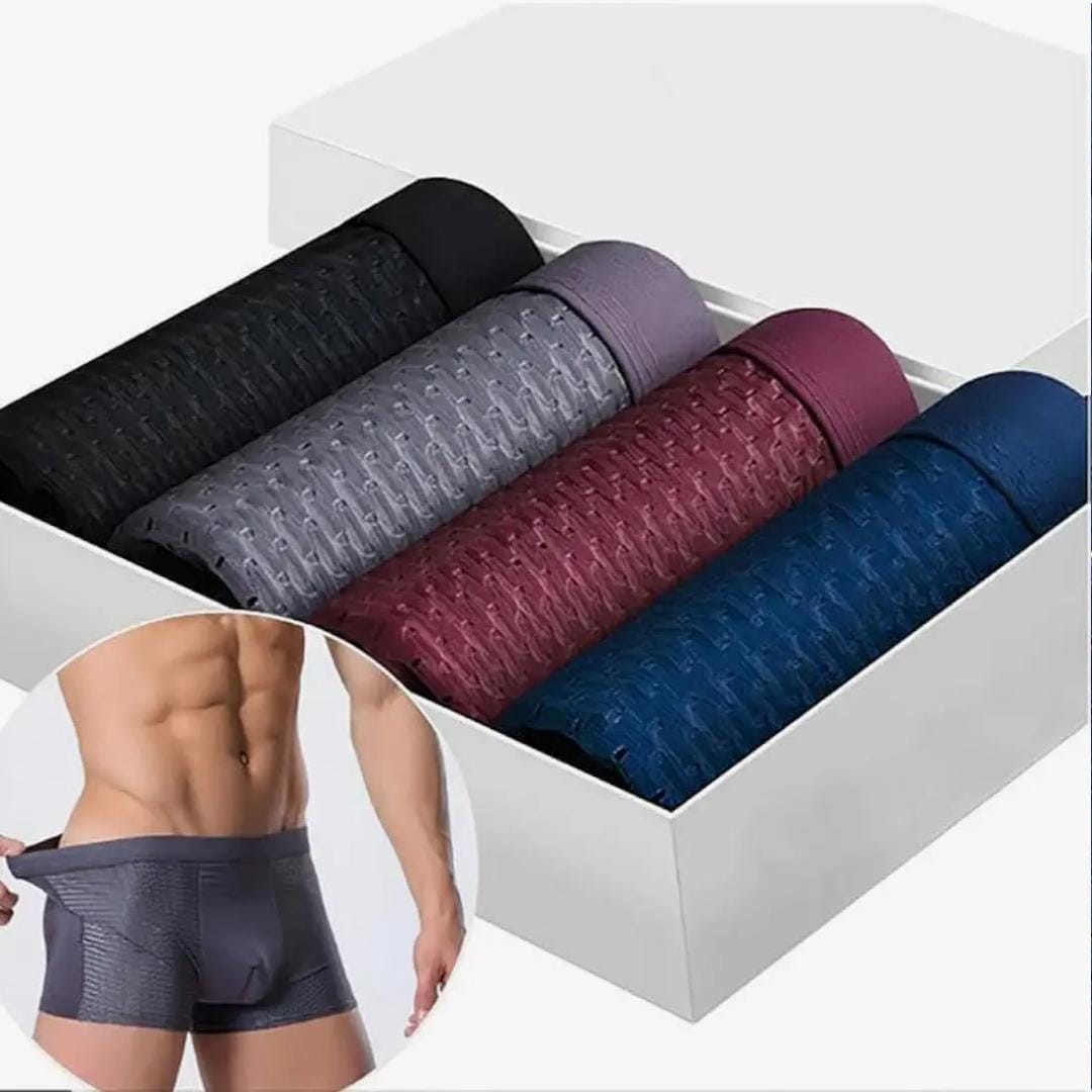 Bamboo Fiber Boxer Briefs,Ultra-Soft Material Trunks for Men| Ice-Silk Men Short underwear
