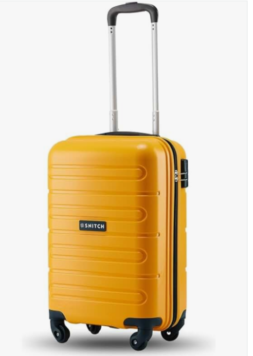 264 SNITCH Loop Cabin Size Yellow Polypropylene Hard Travel Suitcase - Trolley Bag Small & Luggage with 4 Wheels, Secure Lock & Free Shoe Bag