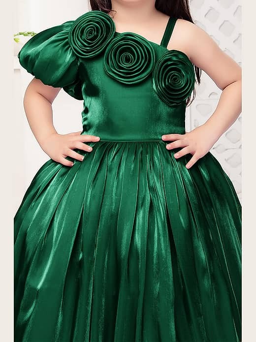 Premium branded |BOUTIQE Satin Dress For Baby Girls (Pack of 1, Green)