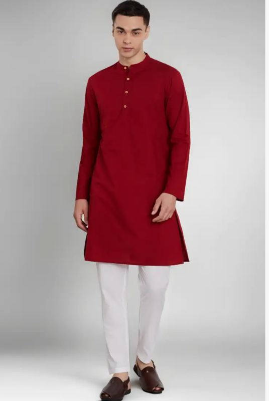 Gpieo Brand - Symbol Men's 100% Cotton Solid Long Length and Pant Set |Casual |Regular Fit - 2pcs (Available in Plus Sizes)