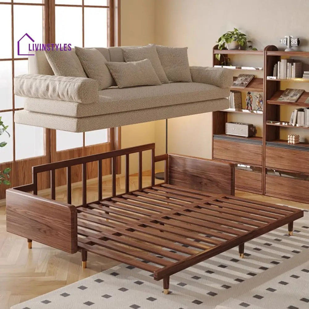 Modern multi-function wooden folding sofa cum bed
