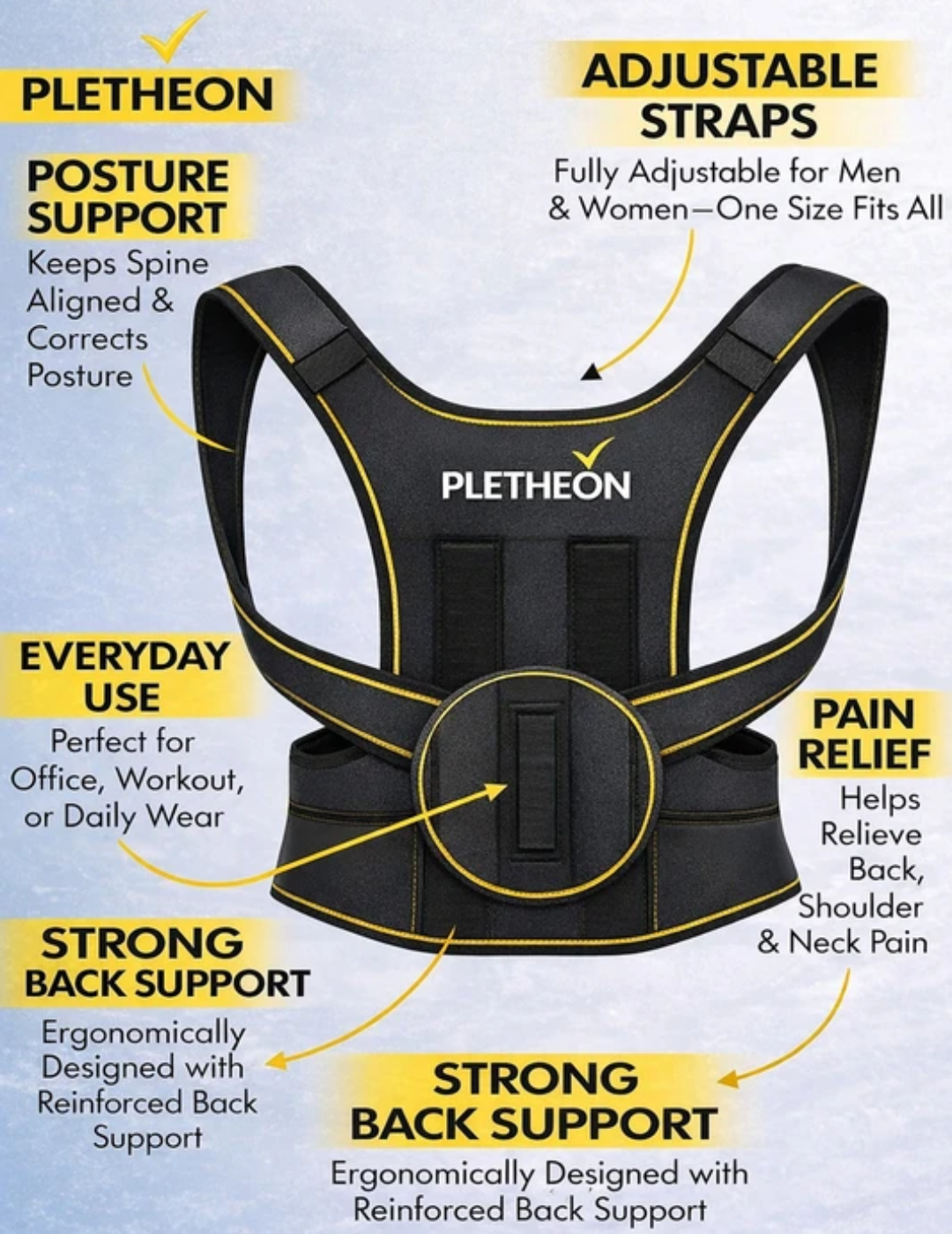 LYPosture Corrector Belt for Men & Women | Back Support Belt for Back Pain Relief Posture Corrector