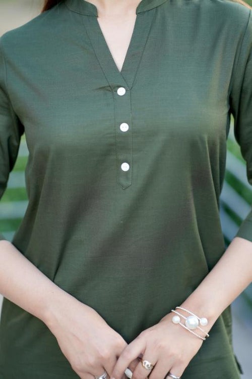 Olive 100% Cotton Short Kurti |Original Premium Kurti |Stylish Kurti | light weight nd extra soft