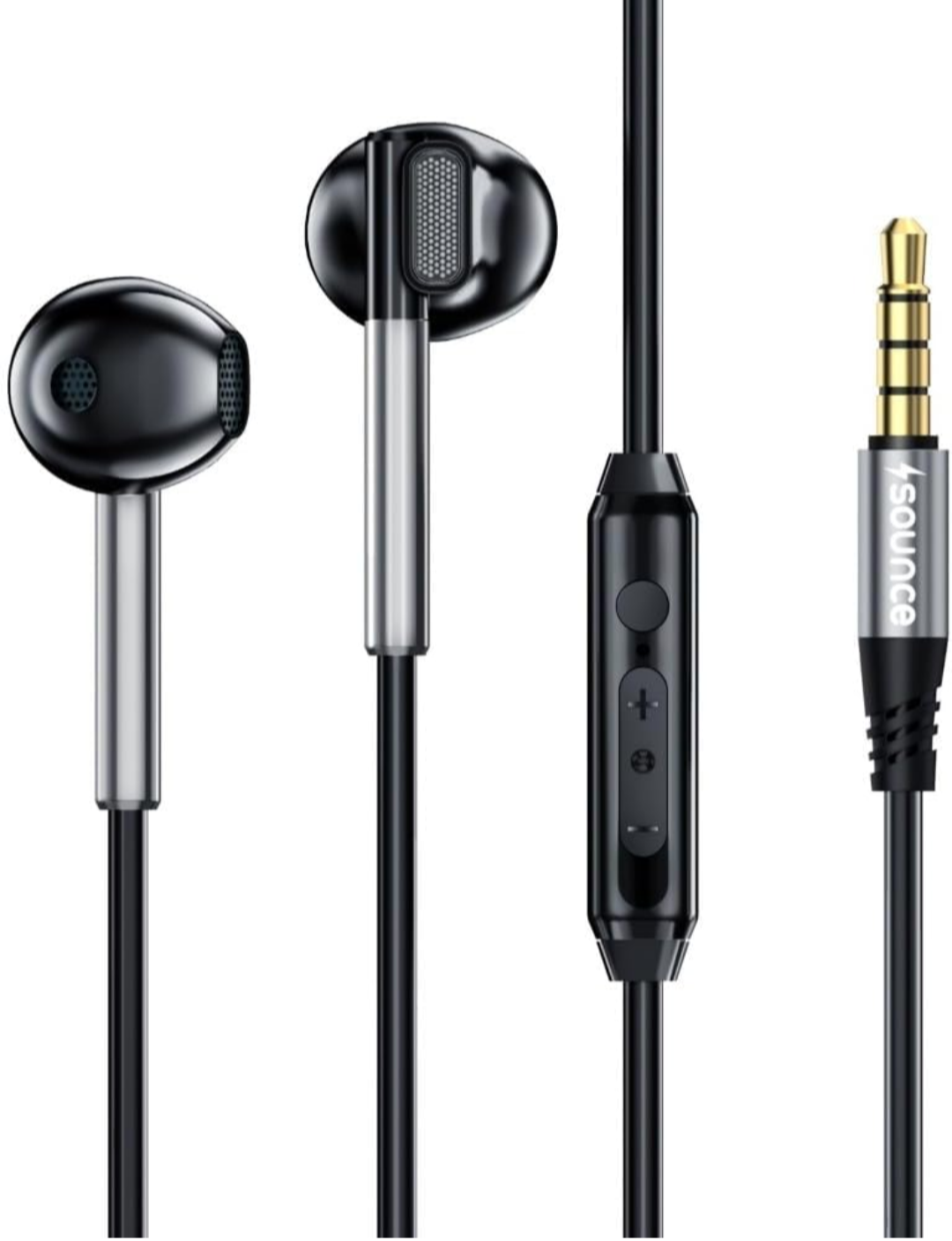 BassPulse In Ear 3.5mm Wired Headset with HD Mic In-Line Controls 14.2mm Drivers Unique Earbud Design TPE Tangle-Free Cable Wide Compatibility Sweatproof Durable Premium Wired Earphones (Black)