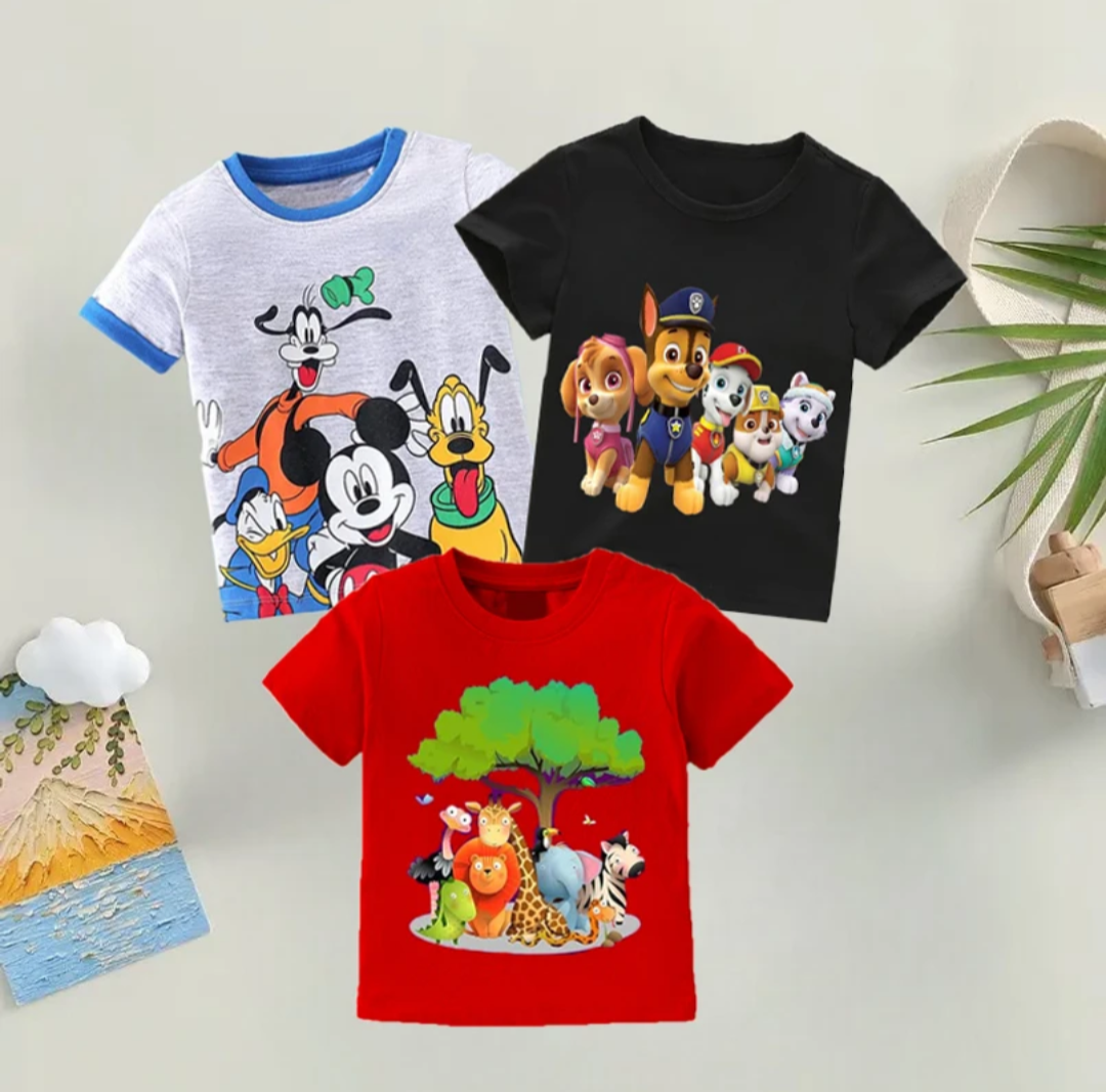 Boys nd girls Half Sleeves Regular Fit Cotton T-Shirt (Combo 3pc)