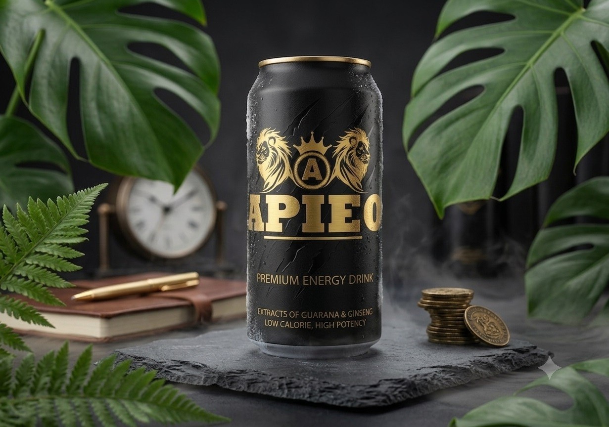 Apieo Premium Energy Drink Pack of 24 Premium Can & Packaging Design