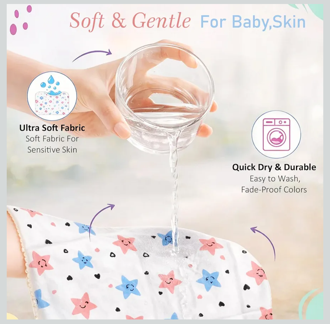 Brand Soft Premium Baby Washcloth for Newborn, Pack of 8 Printed Mini Wash Towel, Washable, Reusable, & Absorbent, Extra Soft Face Towels for Babies