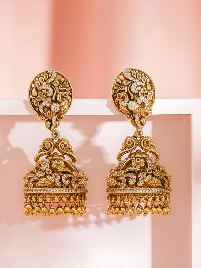 Luxury jewellery | Gold Toned Ethnic Jhumkas