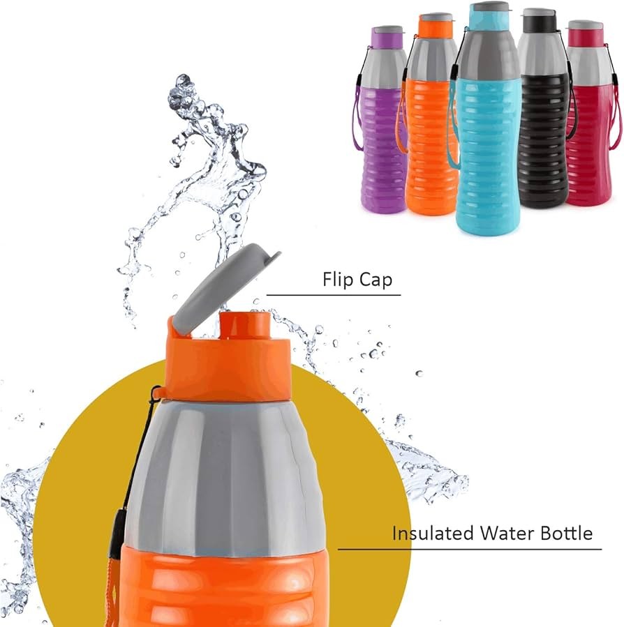 Puro Steel-X Zen 600 | Water Bottle with Inner Steel and Outer Plastic | Insulated Water Bottle | Junior Water Bottle