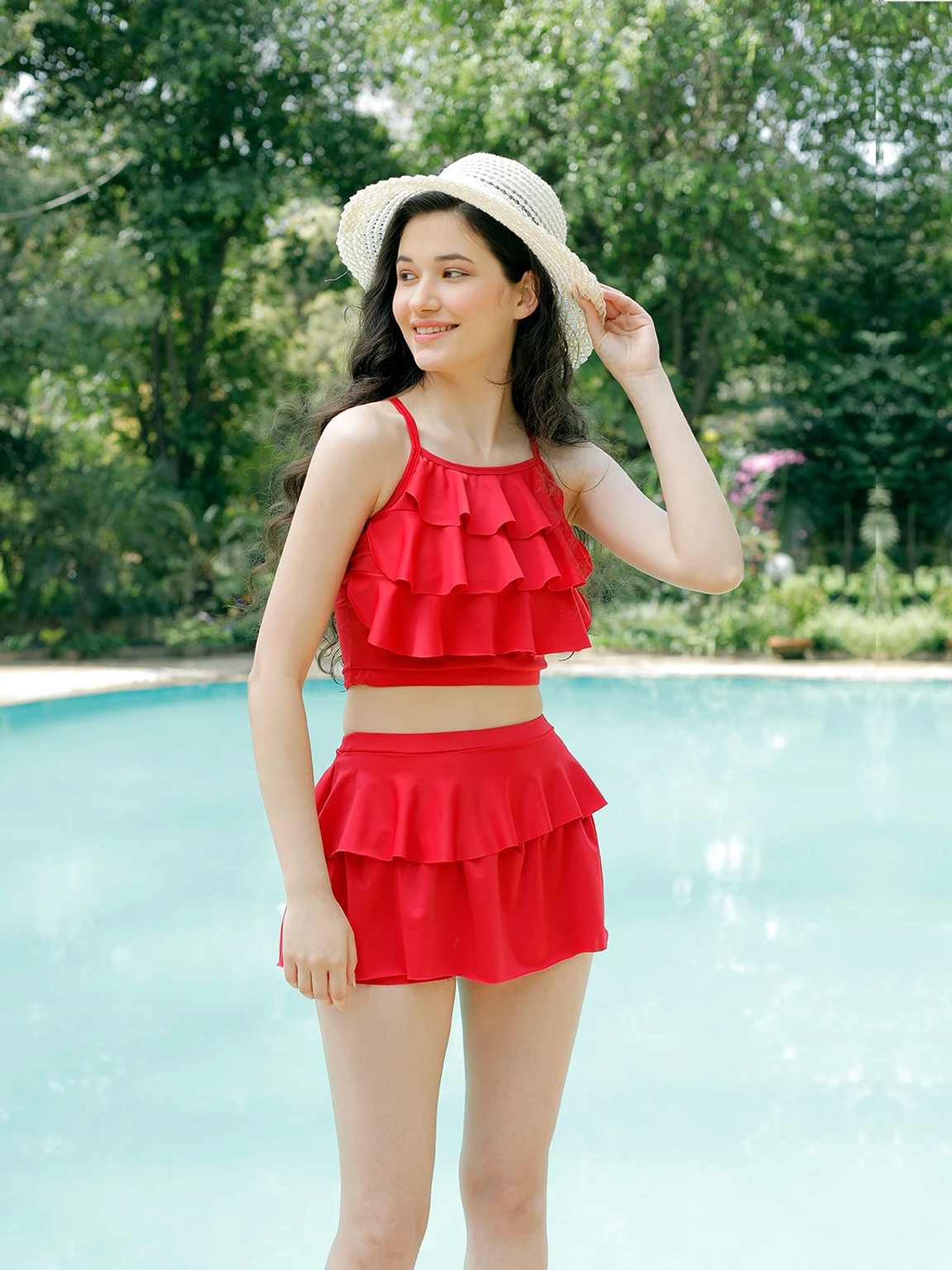 Cukoo Solid Women Red Swimsuit