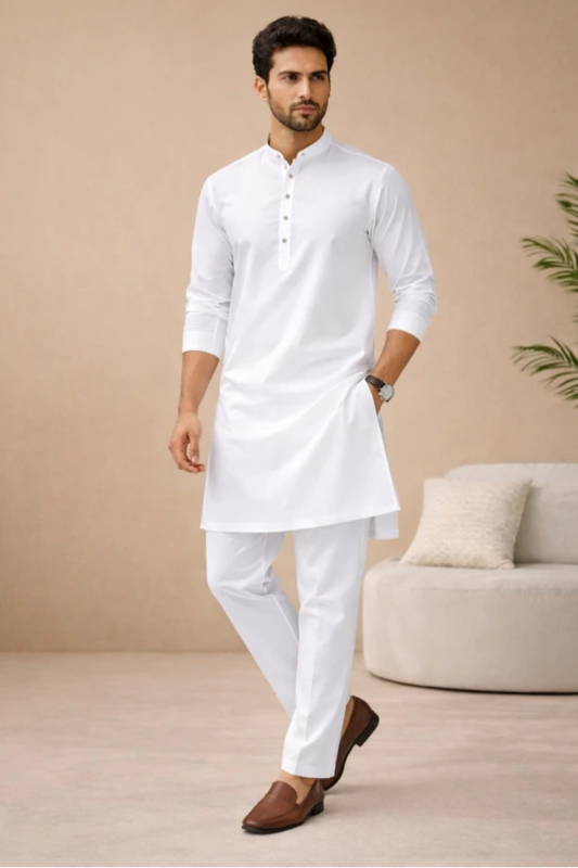 Punjabi style Kurta pajama |Men Kurta Set | White Kurta with pajama for men