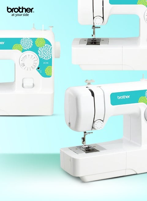 Electric Sewing Machine easy to use sewing and mending machine |Featuring 14 range of stitches and free arm conversion This 4-step buttonhole | top load bobbin system and LED sewing light,| |Made in V