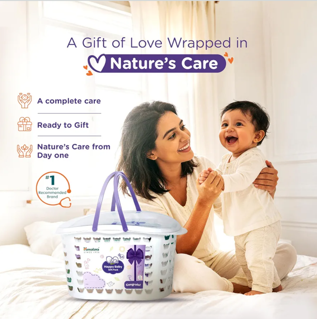 Himalaya Baby Gift Pack Basket,Pack of 1 set,white Baby Care Gift Basket with Newborn Baby Essentials | No.1 Doctor Recommended Brand | Safe for Newborns