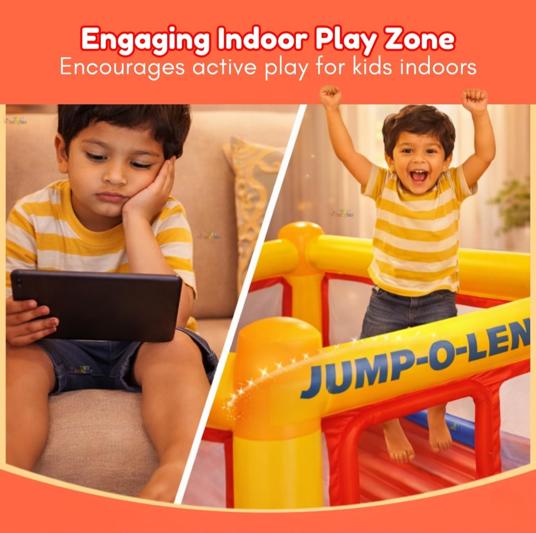 Branded |Playground Inflatable Bouncer for Kids 1 to 6 Years Jumping Game Room Inflatable Bouncy Castle with Pump