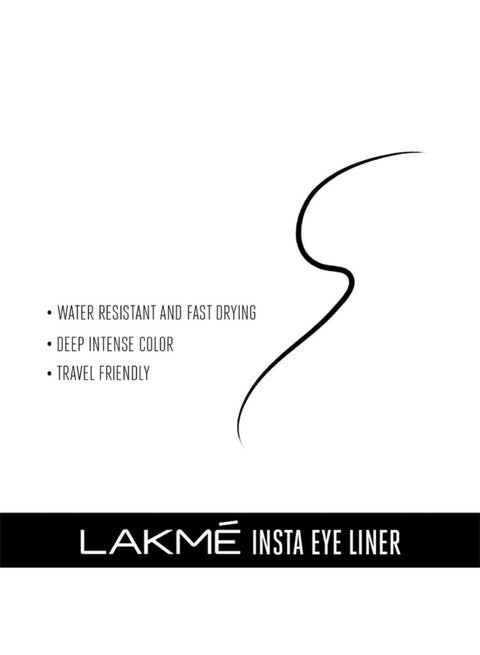 Lakme Insta Liquid Eye Liner, Black, Long Lasting Waterproof Liner with Brush for Even Strokes - Smudge Proof Eye Makeup, Does Not Fade,