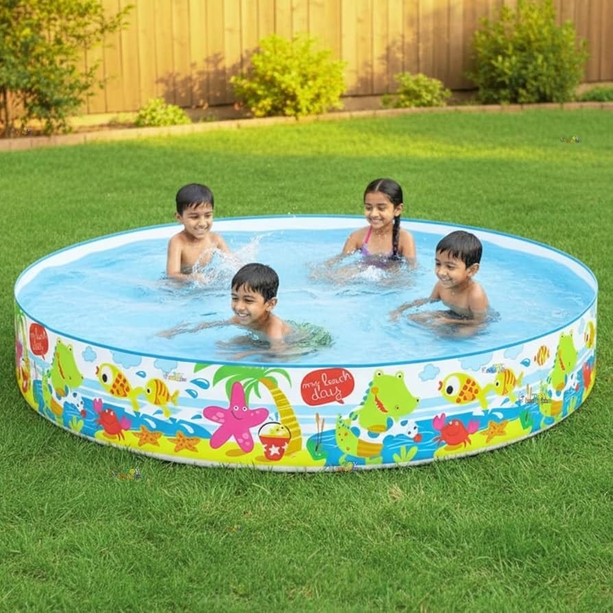 Toy Imagine 2 to 12 Feet Big Size Non-Air Portable Swimming Pool for Kids & Adults (1–10 Years) | Foldable & Durable Swim Center Bathing Tub | Outdoor Garden, Terrace & Holi Plastic Pool